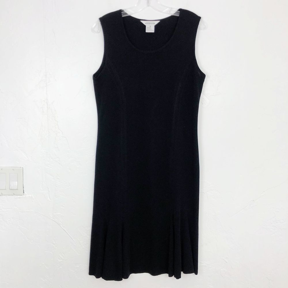 Exclusively Misook Black Acrylic Midi Dress